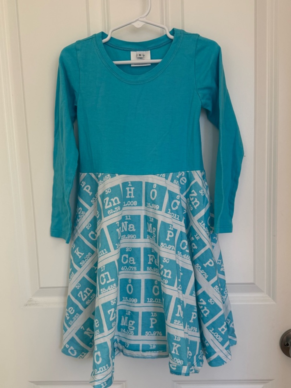 Princess Awesome Periodic TableTeal Long-Sleeve Dress with Chemistry Print Skirt